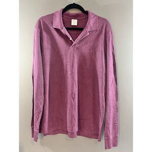 BROOKS BROTHERS EMBROIDERED CHEST MENS L/S Slim Fit POLO SHIRT LARGE MAUVE EUC
